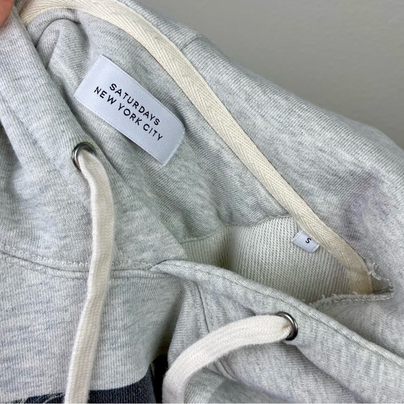 Saturdays NYC Men's Small Ditch Monstera Block Hoody Natural Heather Sweatshirt - Picture 10 of 16